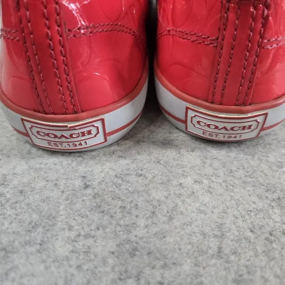 🐢 COACH Suzzy Patent Sneakers w/ ribbon laces. Super Cute! Size 8