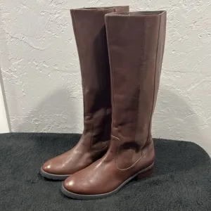 🔥 Donald J Pliner Buriel Brown Leather Knee High Riding Low Heels Boots Sz 6.5M