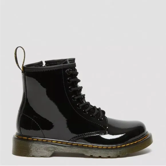 🆕 Dr. Martens JUNIOR 1460 Patent Leather Lace Up Boots Size 3 Black