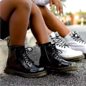 🆕 Dr. Martens JUNIOR 1460 Patent Leather Lace Up Boots Size 3 Black