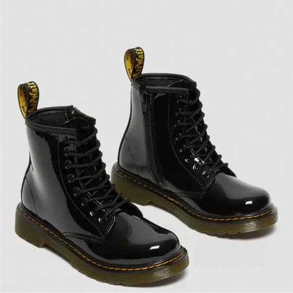 🆕 Dr. Martens JUNIOR 1460 Patent Leather Lace Up Boots Size 3 Black