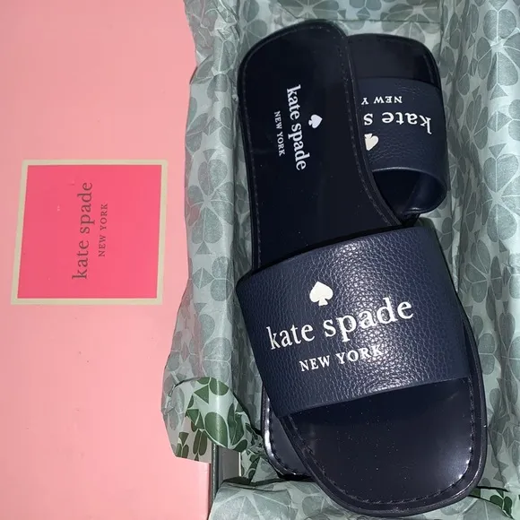 ♠️ kate spade Peyton Cow Leather Sandal, Blazer Blue Navy