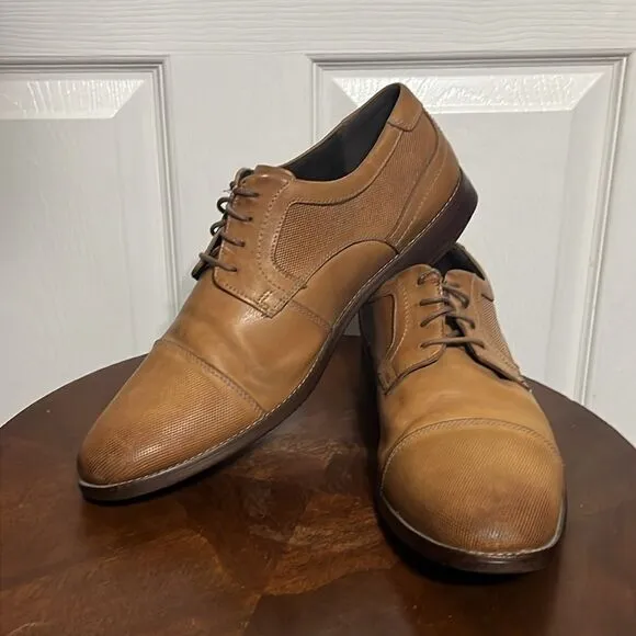 🔥🔥 ROCKPORT Simon Cap Toe Oxford Cognac Leather Dress Shoes - Men Sz 12 - EUC