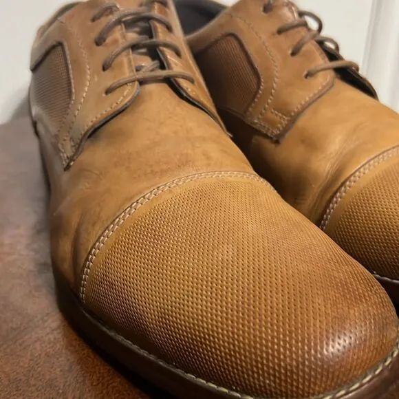 🔥🔥 ROCKPORT Simon Cap Toe Oxford Cognac Leather Dress Shoes - Men Sz 12 - EUC