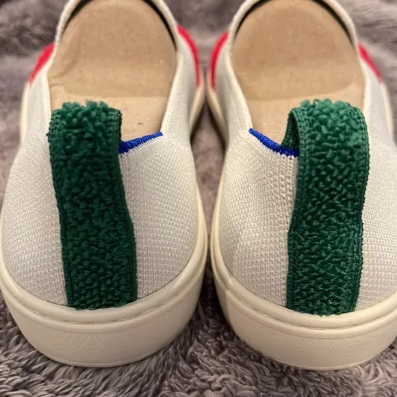 🆕 Rothy’s Kids White Terry Stripe Slip-On Sneakers Size 3 *Retired Color/Design