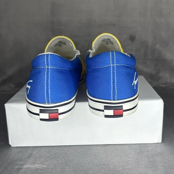 🔥🔥🔥 TOMMY HILFIGER Slip On Sneakers Color Block Yellow and Blue Size: 10M🔥🔥🔥