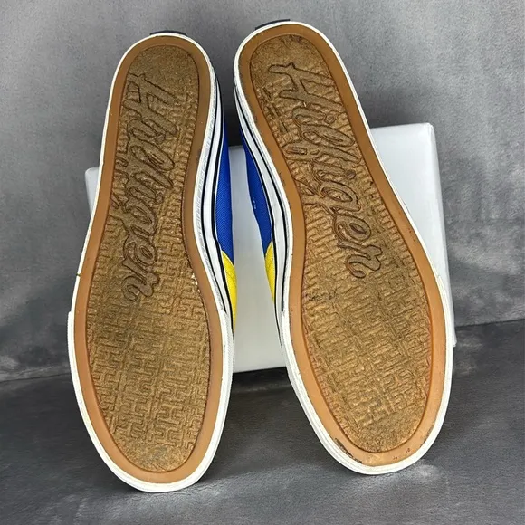 🔥🔥🔥 TOMMY HILFIGER Slip On Sneakers Color Block Yellow and Blue Size: 10M🔥🔥🔥