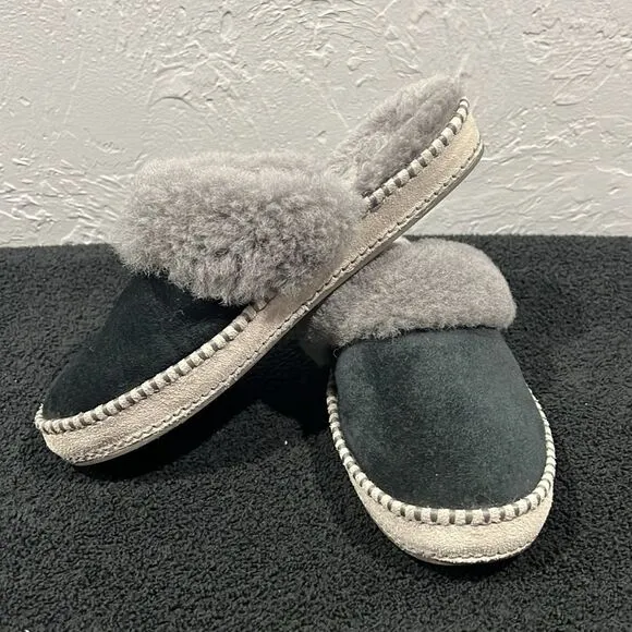 🔥🔥 UGG Aira 1007728 Black Suede Slip On Mules Slippers Shoes Women Sz 9 - EUC
