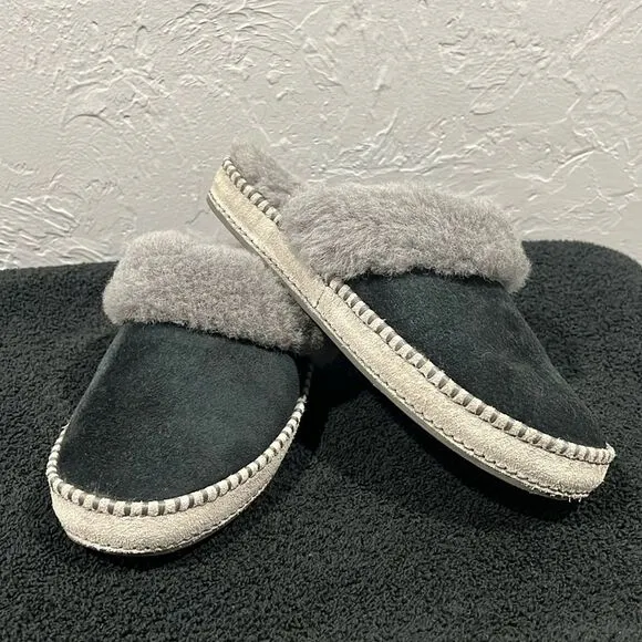 🔥🔥 UGG Aira 1007728 Black Suede Slip On Mules Slippers Shoes Women Sz 9 - EUC