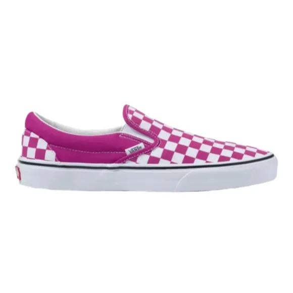 🆕 Vans | Classic Slip On Checkerboard Sneakers Fuchsia Pink Size 7Y /8.5 Womens