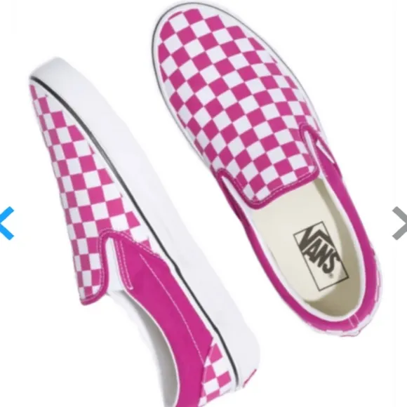 🆕 Vans | Classic Slip On Checkerboard Sneakers Fuchsia Pink Size 7Y /8.5 Womens