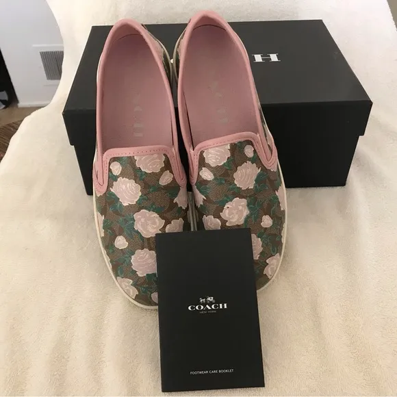 - Women’s 7.5 Coach Flowers Sneakers Slip on EUC Pink Flowers and trim cr…