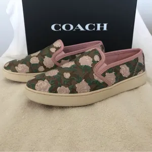 - Women’s 7.5 Coach Flowers Sneakers Slip on EUC Pink Flowers and trim cr…