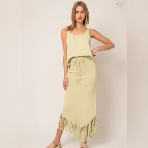 075 SAGE FRINGE SHIRT SET