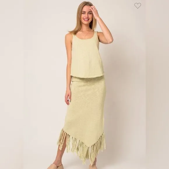 075 SAGE FRINGE SHIRT SET