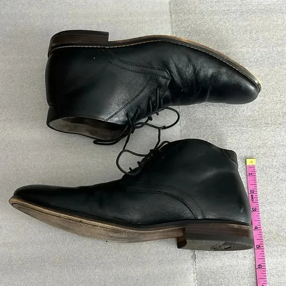 [10EE]Florsheim Baldwin Black Leather Men Plain Toe Chukka Boots