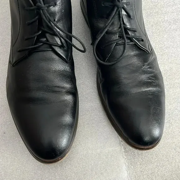 [10EE]Florsheim Baldwin Black Leather Men Plain Toe Chukka Boots
