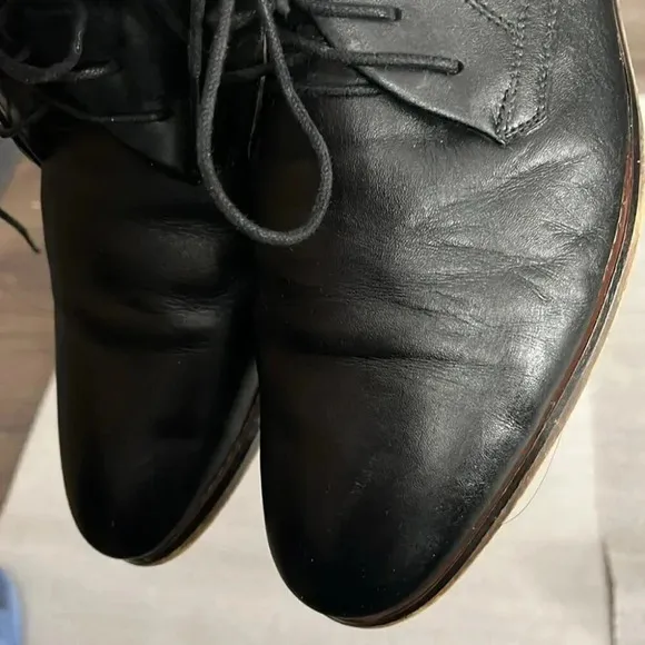 [10EE]Florsheim Baldwin Black Leather Men Plain Toe Chukka Boots