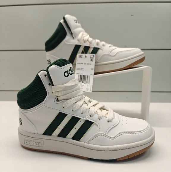 13K Adidas Hoops Mid 3.0 Unisex Kid's Basketball Casual Sneakers White Green