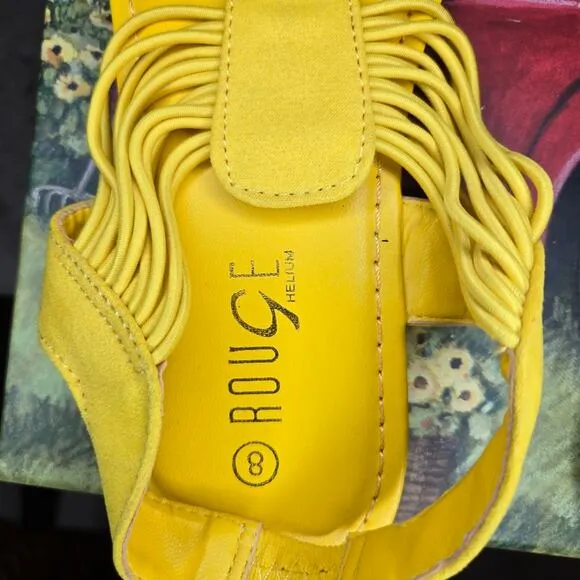 2/$20 Rouge Helium Yellow Strappy Flat Thong Sandals Size 8
