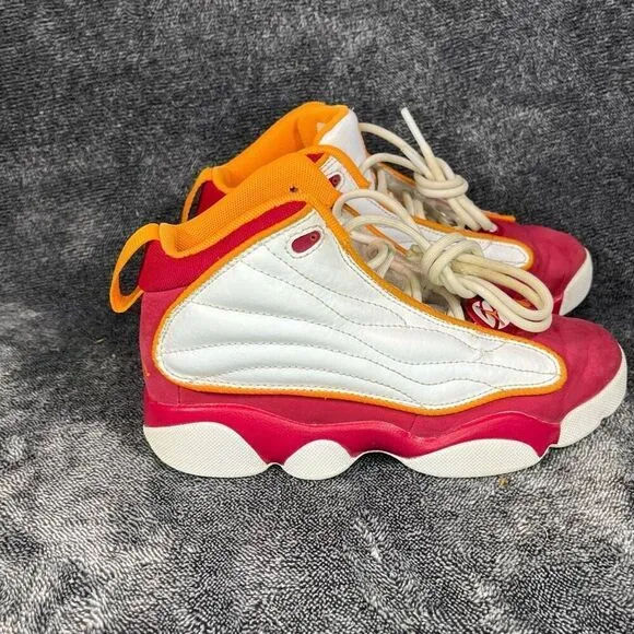 23 Jordan Pro Strong 'Cardinal Red' White Sneakers, Size 1Y