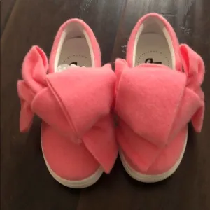 $273 Made in Italy Joshua Sander Girls Big Pink Bow Slip on Sneaker 11.5