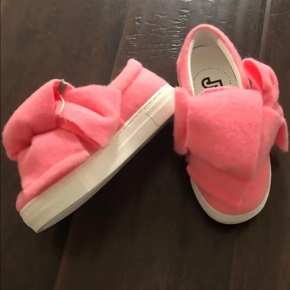 $273 Made in Italy Joshua Sander Girls Big Pink Bow Slip on Sneaker 11.5