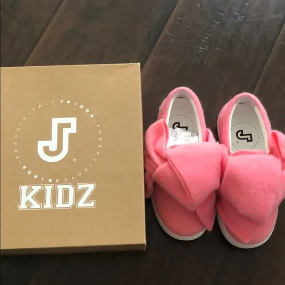 $273 Made in Italy Joshua Sander Girls Big Pink Bow Slip on Sneaker 11.5