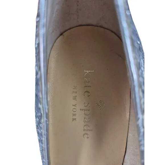 $298 Kate Spade NY Silver Glitter Krysta Pumps Shoes Heel 3” Bow 6M Worn Once