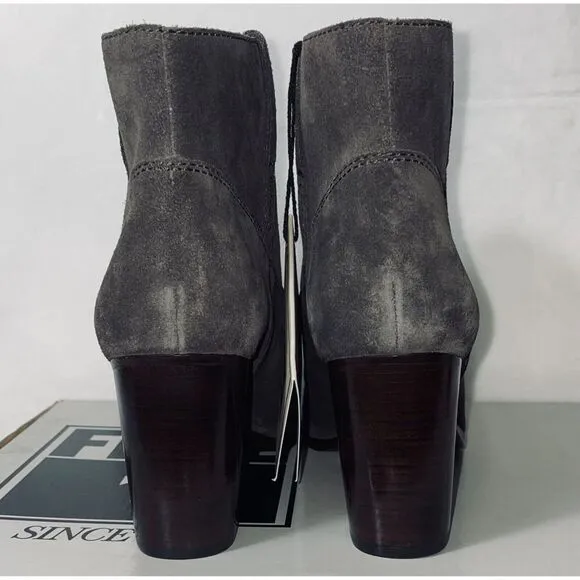 $328 Womens Frye Myra Bootie‎ Smoke Grey Oiled Suede Boots Heel 9.5M MSRP $328