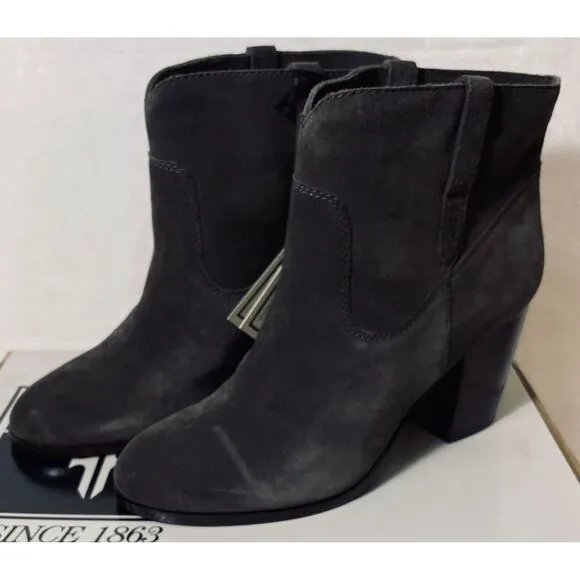 $328 Womens Frye Myra Bootie‎ Smoke Grey Oiled Suede Boots Heel 9.5M MSRP $328