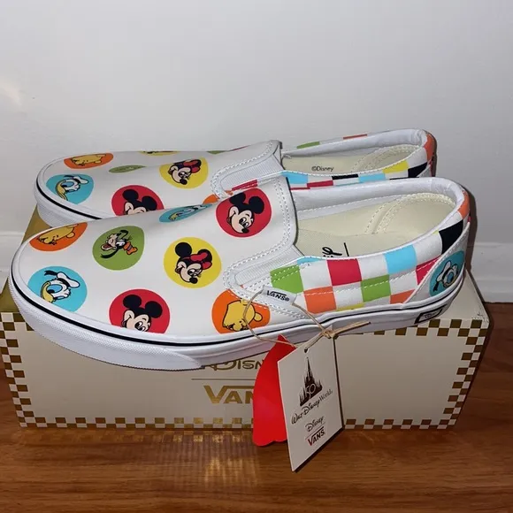50th Anniversary Disney Vans slip on character sneakers