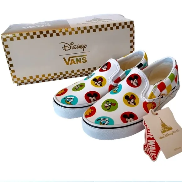 50th Anniversary Disney Vans slip on character sneakers