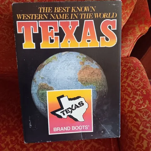 6.5 D Vintage Black Leather Cowboy Cowgirl Boots Texas Brand 1980's IN BOX 8900