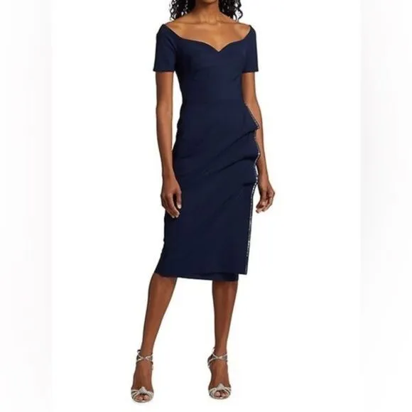 $750 Chiara Boni La Petite Robe Sultana Ruffle Bodycon Midi Dress Size 2