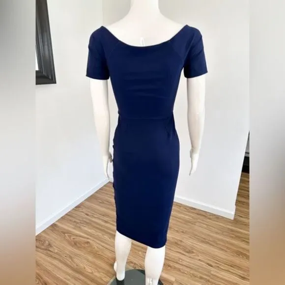 $750 Chiara Boni La Petite Robe Sultana Ruffle Bodycon Midi Dress Size 2
