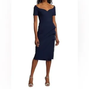 $750 Chiara Boni La Petite Robe Sultana Ruffle Bodycon Midi Dress Size 2