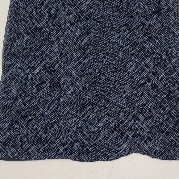 90s Vintage Merona Electric Blue Black Crosshatch Chiffon Side Slit Maxi Skirt