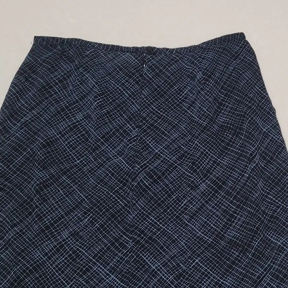 90s Vintage Merona Electric Blue Black Crosshatch Chiffon Side Slit Maxi Skirt