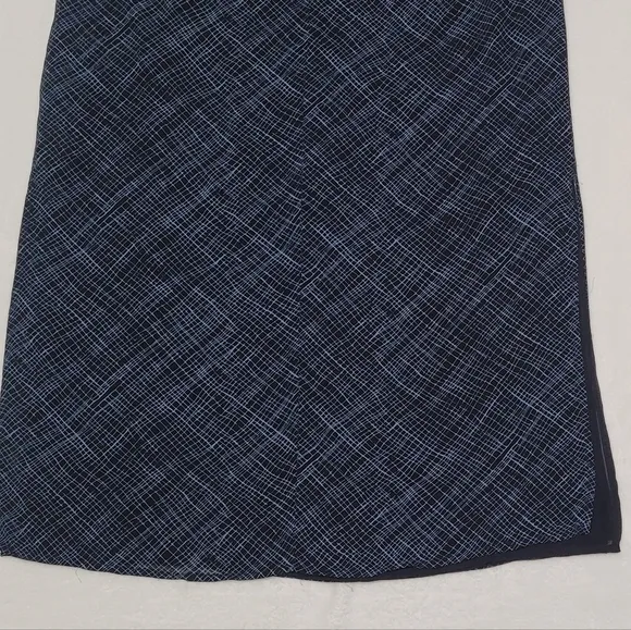 90s Vintage Merona Electric Blue Black Crosshatch Chiffon Side Slit Maxi Skirt