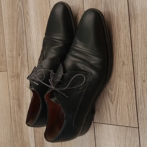 A TESTONI Italy Black Leather Sz 9 Mens Lace Up Casual Dress Shoes
