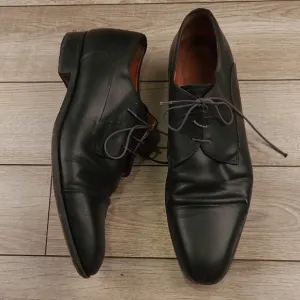A TESTONI Italy Black Leather Sz 9 Mens Lace Up Casual Dress Shoes