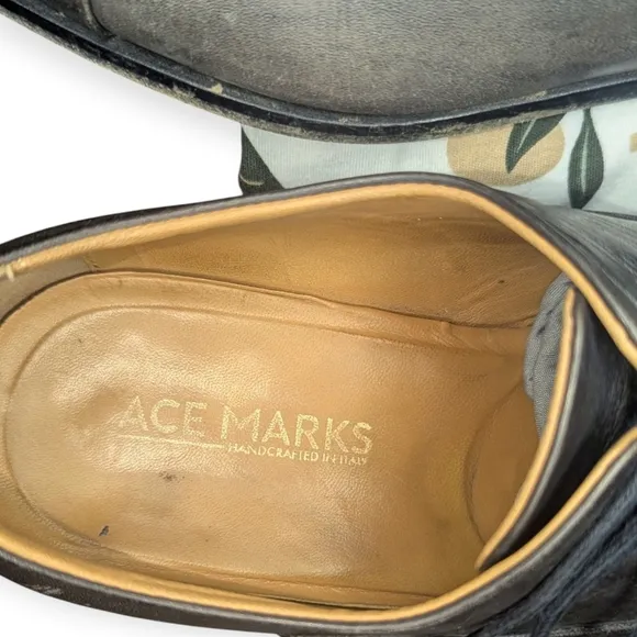 Ace Marks Oxford Cap Toe Leather Dress Shoes Men's Size 8.5 Made in Italy