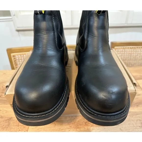 Ace Men's Black Work Boots Firebrand Size 9 Lightly Worn Slip Resistant Soft Toe