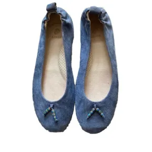 Acorn Slippers House Shoes W9 Blue Suede Leather Beaded Tassel 9