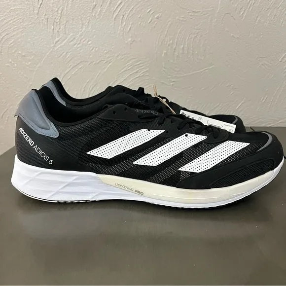 Adidas Adizero Adios 6 Running Shoes Sneakers Men’s US 13 Black White NEW