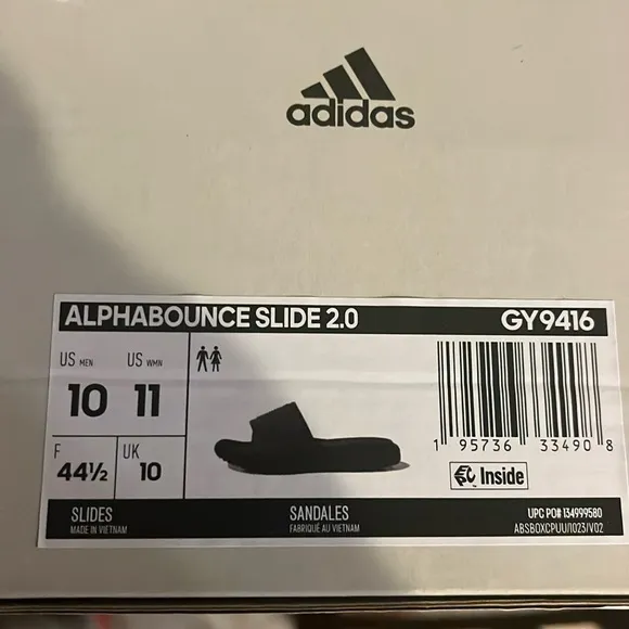 Adidas Alphabounce 2.0 Slides Sandals Shoes new GY9416 black Mens Size 10