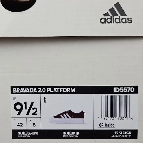 Adidas Bravada 2.0 Platform Casual Sneakers Red Cloud White Women's Size 9.5