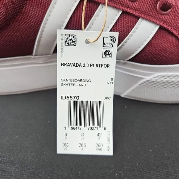 Adidas Bravada 2.0 Platform Casual Sneakers Red Cloud White Women's Size 9.5