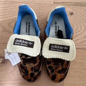 Adidas Brown and Blue Leopard Print Samba Slip-On Sneakers by Wales Bonner